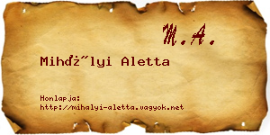 Mihályi Aletta névjegykártya